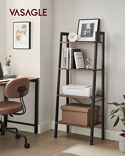 VASAGLE Hazelnut Brown & Black 4-Tier Industrial Bookshelf