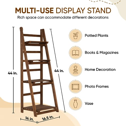 4-Tier Wooden Ladder Shelf Bookcase for Office and Home